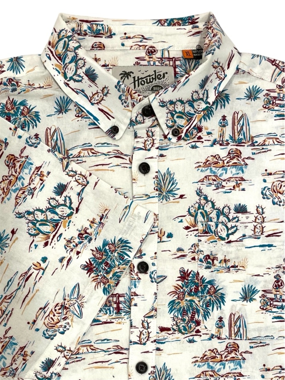 Howler Brothers Short-Sleeve Button-Down Desert Surf Pattern Casual Shirt XL